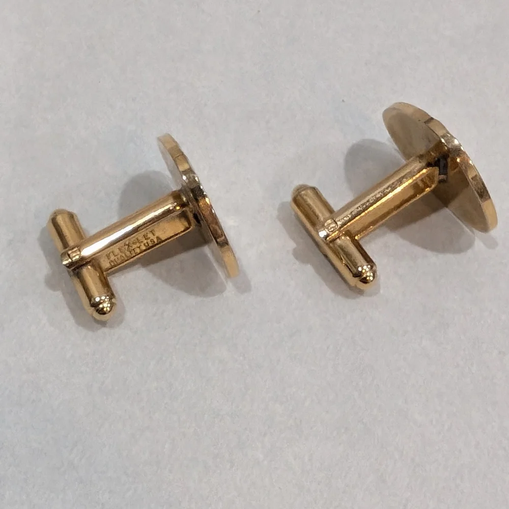 Vintage Brushed Gold Tone Flex-Let Cuff Links
